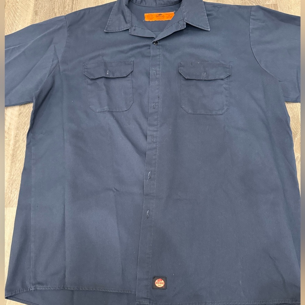 Vintage Red Kap Men’s Navy Work Short Sleeve Button Up Shirt Size XXL